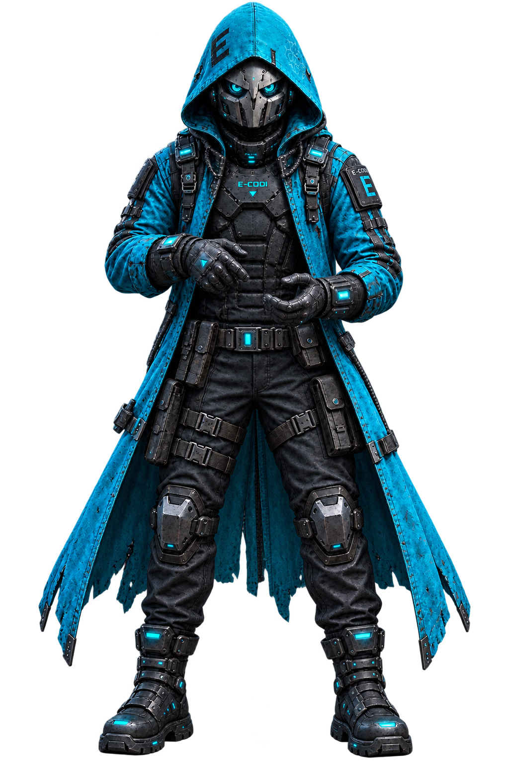 Avatar de lobby GEN-K con armadura azul y mascara futurista